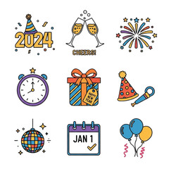 set of christmas elements