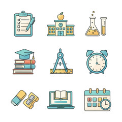 school icons set