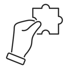 hand hold puzzle line web icon