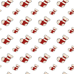 Winter hot chocolate seamless pattern for cozy designs. Repeating pattern of cute hot cocoa mugs with marshmallows, perfect for winter packaging, textiles, gift wrap and warm seasonal branding.