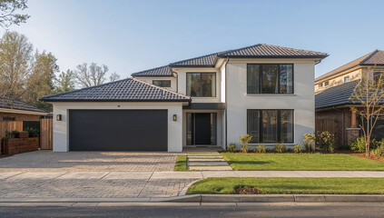 A contemporary house with clean lines and large windows, offering a bright and welcoming exterior.