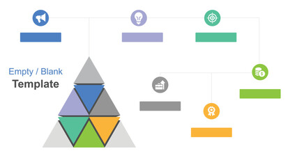 Colorful Pyramid Diagram Blank Infographic with Icons for Presentation and Project Planning