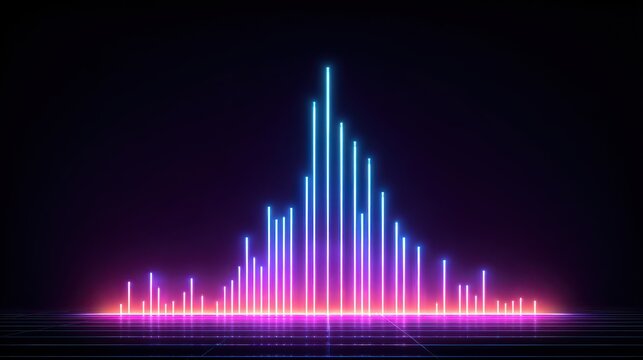Abstract Neon Equalizer Representing Sound Waves in Dark Space