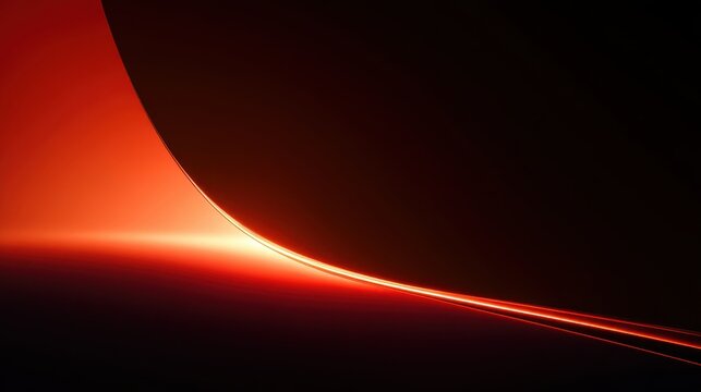 Abstract red light curve creating a glowing horizon on a dark background