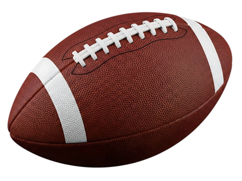 American football close up isolated on transparent background