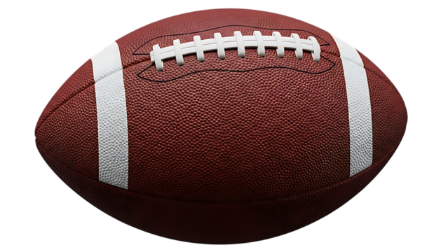 American football close up isolated on transparent background