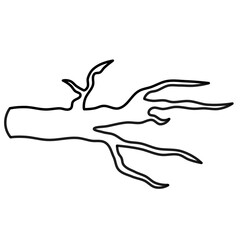 Minimalist dry tree branch line art. Hand drawn twig outline, woodland nature illusstration, rustic forest element for tattoo and aesthetic design.