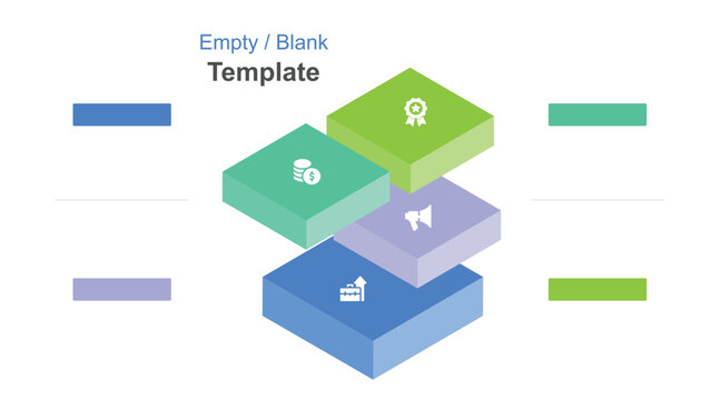 Isometric Business Concept Empty FourStep Infographic with Iconography and Space for Titles and Descriptions