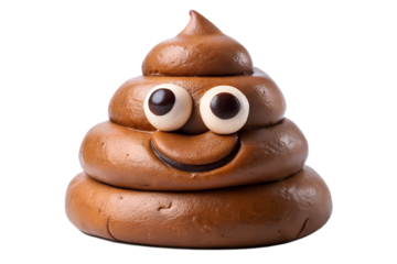 Funny Poop Emoji Cake with Happy Face and Googly Eyes - Isolated on Black Background
