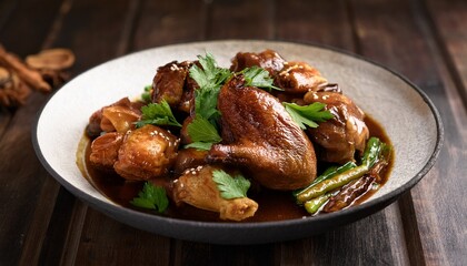 Delicious Philippine Chicken Adobo Dish With Aromatic Herbs Perfect For A Flavorful Meal