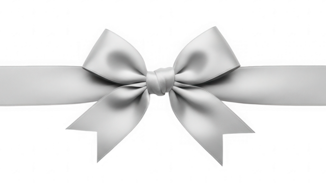 White decorative gift bow ribbon isolated for celebration and packaging design in png transparent background
