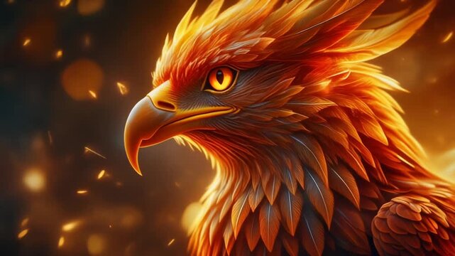 Majestic Phoenix Fiery Bird Rising From the Ashes, Wings Ablaze