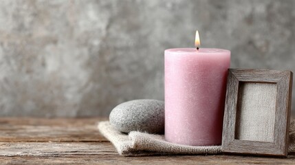 Pink memorial candle with photo frame