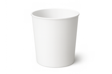 Empty white paper cup mockup on transparent background, disposable container for takeaway food or beverage