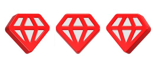 3d rendering icon diamond in red color
