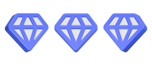 3d rendering icon diamond in blue color