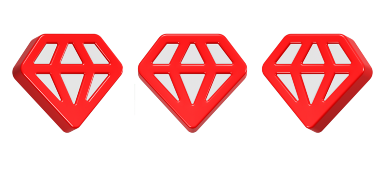 3d rendering icon diamond in red color - Powered by Adobe