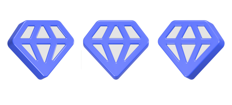 3d rendering icon diamond in blue color