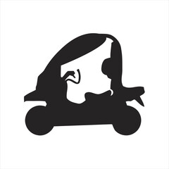 Silhouette of a scooter with a person riding, conveying movement and urban transport in a simple, graphic style