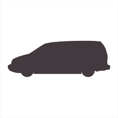 Silhouette illustration of a minivan, ideal for transport or family-related designs and concepts