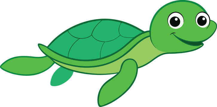 Charming bright green sea turtle illustration vector graphic for download