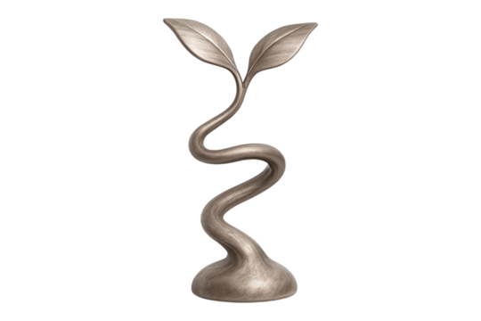 Metallic Plant Sprout. Modern Minimalist. Sustainable Growth. An isolated metallic plant sprout growing as a PNG clip art on a transparent background for environmental and business growth concepts. - Powered by Adobe