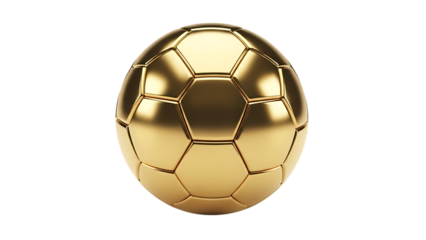 Golden soccer ball isolated on black background, symbol of victory