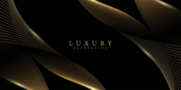 Golden luxury curve decorated with golden glow effect on black background, vector illustration design that gives an elegant and modern atmosphere.