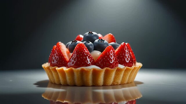 Delightful Fruit Tartlet A Sweet Pastry Creation with Fresh Berries and Cream