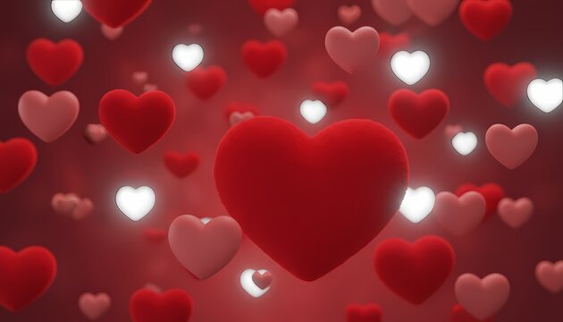 Romantic Heart Shapes Floating Background Celebration Love Display