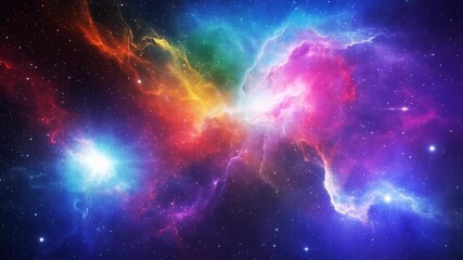 Vibrant Cosmic Nebula and Stars in Deep Space, A Celestial Spectacle of Light and Color.