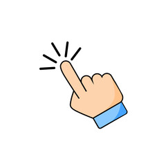 Flat vector illustration of a hand pointing with the index finger, perfect for UI icons, instructions, guides, or educational graphics.