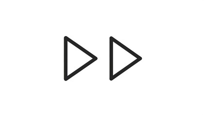 Two right-pointing arrowheads in black outline, conveying a fast forward or next action on a white background