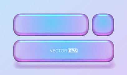 Trendy glassmorphism UI elements with vibrant iridescent gradient colors.
