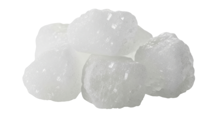 Isolated rock sugar pieces, hard candy confection used in traditional Asian medicine, natural sweetener