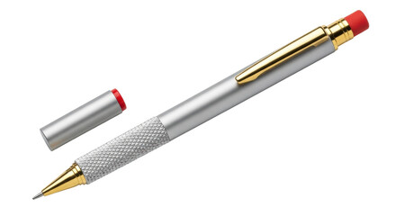 Isolated mechanical pencil with metallic barrel, pocket clip, and separate tip protector