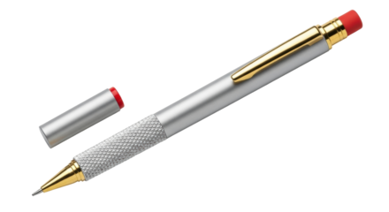 Isolated mechanical pencil with metallic barrel, pocket clip, and separate tip protector