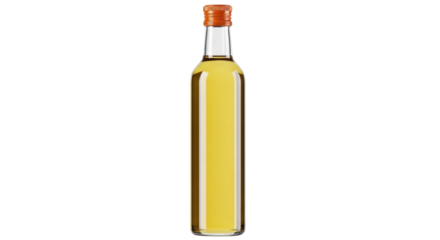 Isolated bottle of golden oil, simple product shot for cooking, or salad dressing use