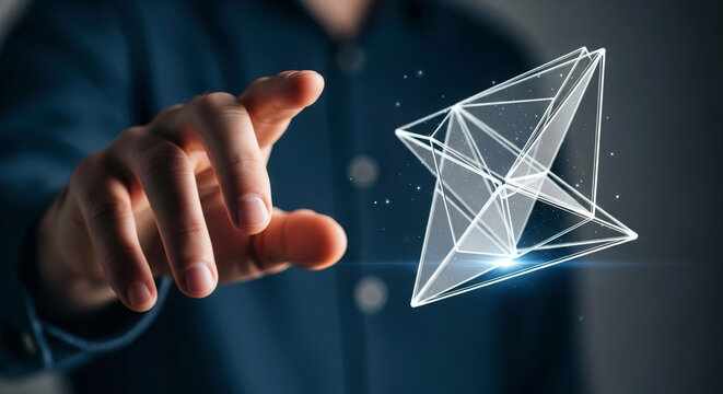 Technology abstract geometric shape interaction