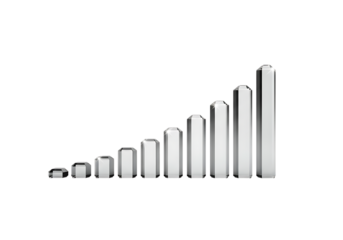 Crystal bar graph showing growth, progress, and increasing signal strength