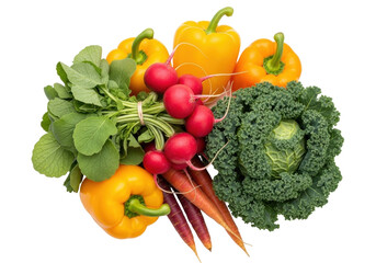 Isolated pile of vibrant fresh vegetables ready to prepare as a healthy meal or delicious snack