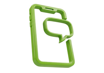 Isolated Lime-Green Smartphone App Message Outline Icon for Internet Communication, Text, and Voice