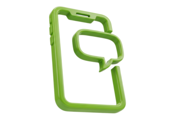 Isolated Lime-Green Smartphone App Message Outline Icon for Internet Communication, Text, and Voice