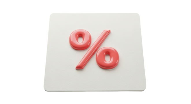 Isolated pink percentage symbol, sale promo, discount offer, special price, reduction concept