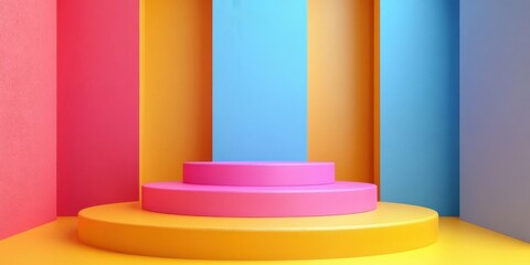 Flash sale event colorful discount sale podium online store promotional content digital environment vibrant concept