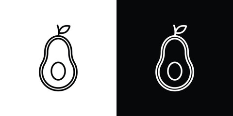 Avocado icons set with editable black and white stroke line style for ui designs
