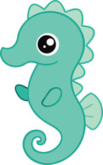 Cute pastel green baby seahorse vector illustration scalable eps graphic