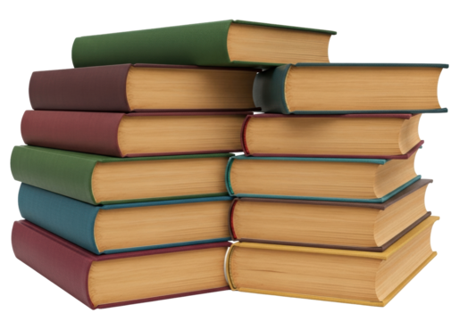 Isolated stack of hardcover books in a pile ready for reading or study with paper pages - Powered by Adobe