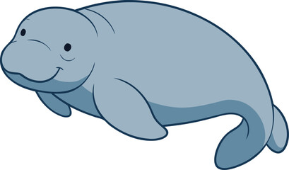 Gentle manatee illustration vector art peaceful marine mammal aquatic wildlife