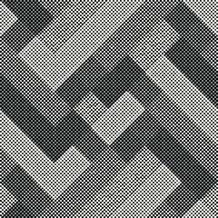 Monochrome Halftone Broken Geometric Surface Pattern